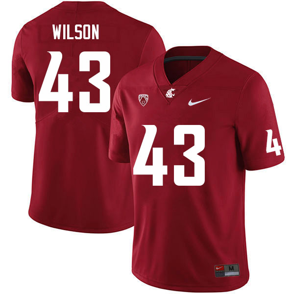 Men #43 Ben Wilson Washington State Cougars College Football Jerseys Sale-Crimson
